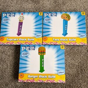 PEZ Set Of 3 Sealed Collectable Block Build Sets TACO/BURGER/CUPCAKE Ages 8+